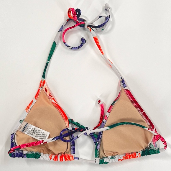 Old Navy Floral Print White Padded Triangle String Bikini Top Like New Small - Picture 5 of 5